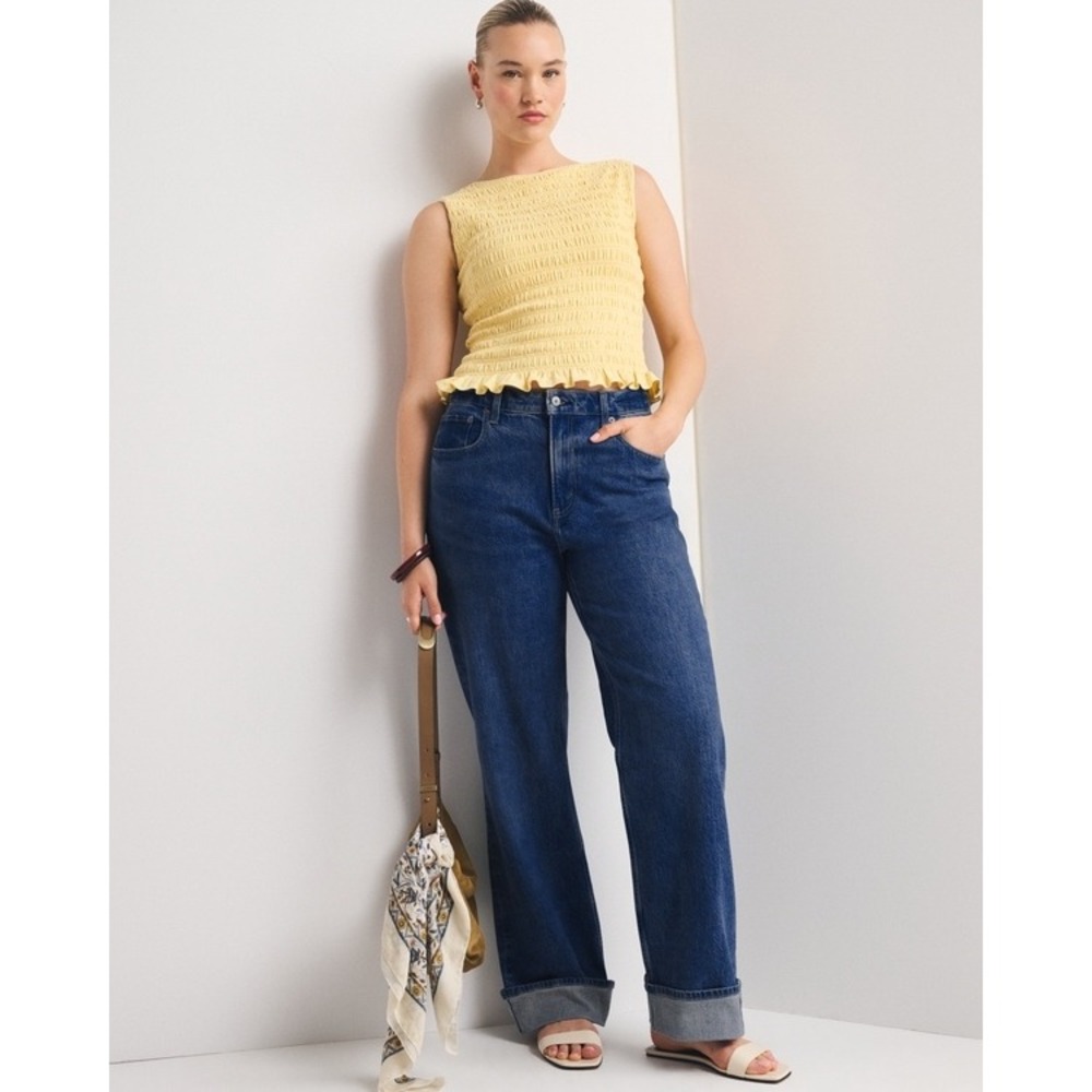 Abercrombie & Fitch Curve Love High Rise 90s Relaxed Jeans Dark Wash 31 Long
